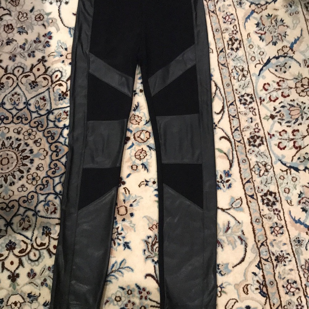 BCBG Black leather leggings